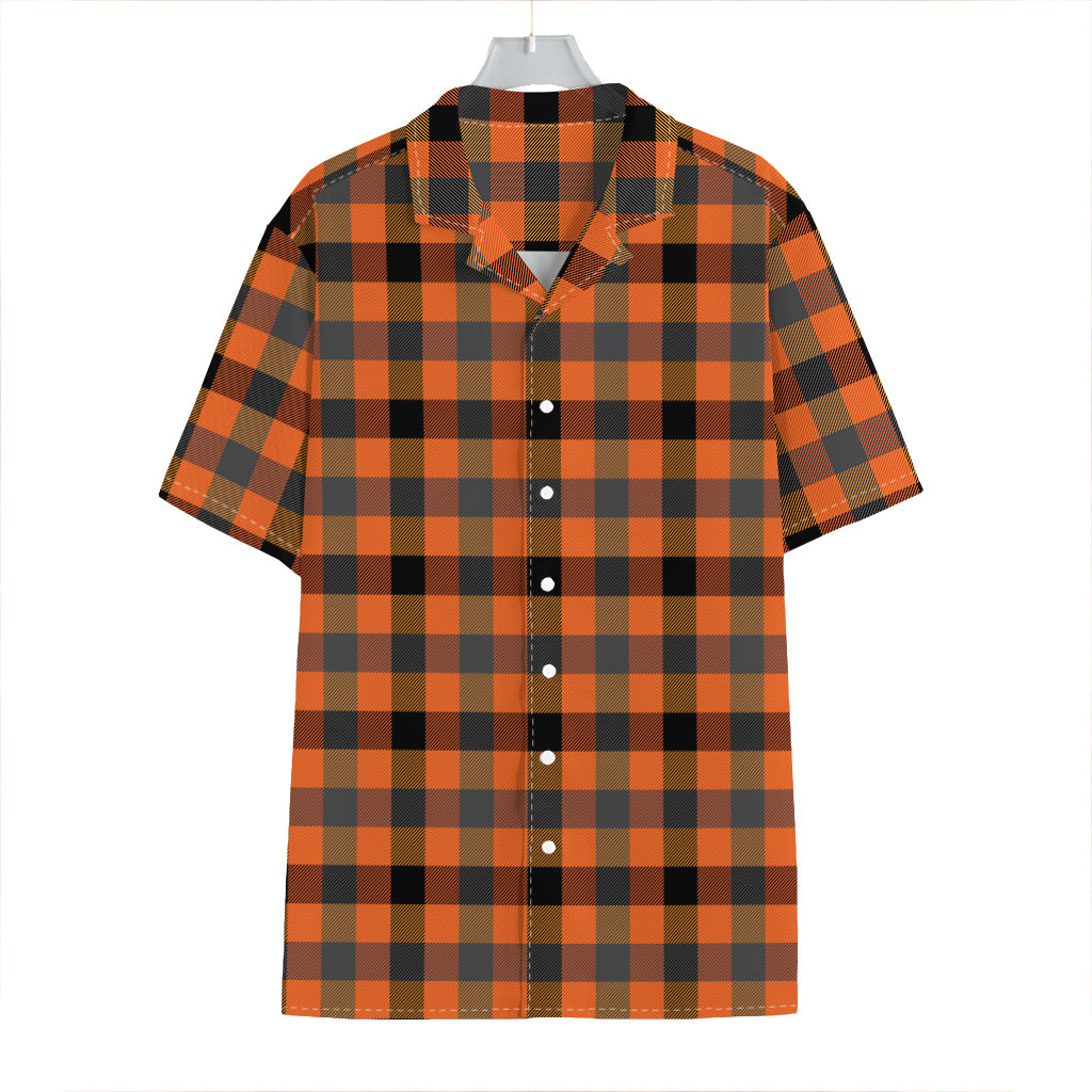 Halloween Orange Buffalo Check Print Hawaiian Shirt