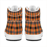 Halloween Orange Buffalo Check Print High Top Leather Sneakers