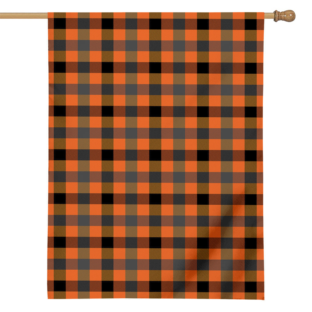 Halloween Orange Buffalo Check Print House Flag