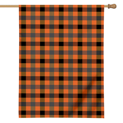 Halloween Orange Buffalo Check Print House Flag