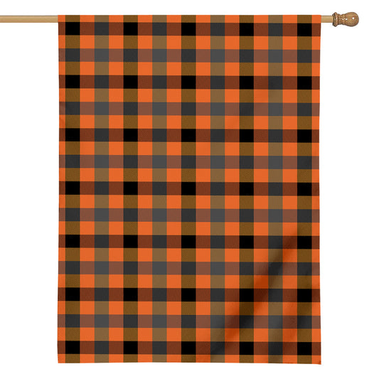 Halloween Orange Buffalo Check Print House Flag