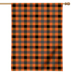 Halloween Orange Buffalo Check Print House Flag