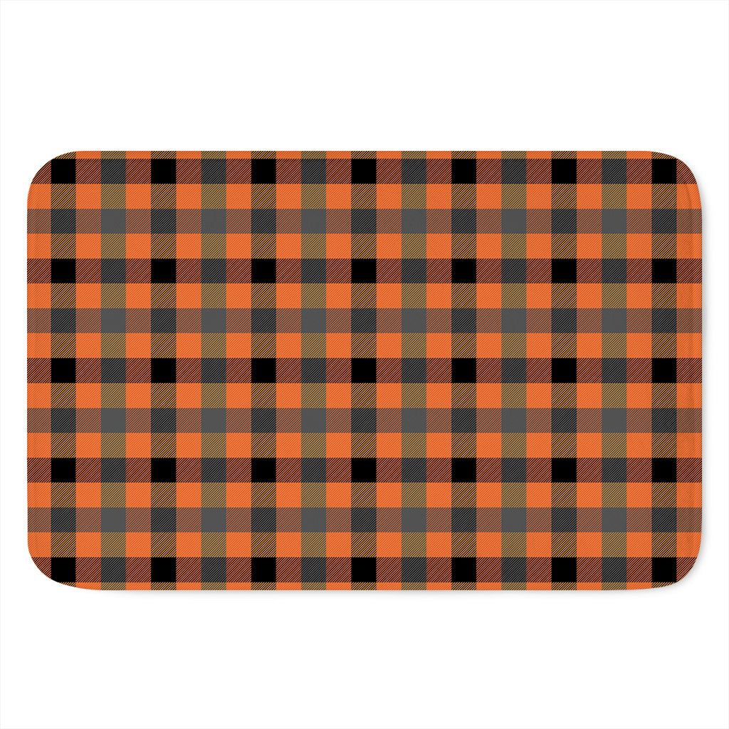 Halloween Orange Buffalo Check Print Indoor Door Mat