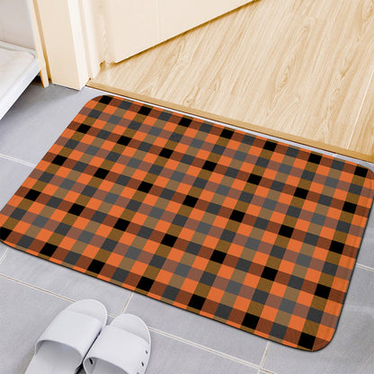 Halloween Orange Buffalo Check Print Indoor Door Mat