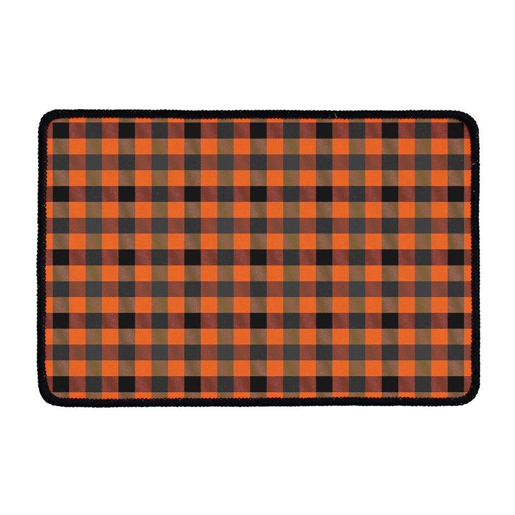 Halloween Orange Buffalo Check Print Kitchen Mat