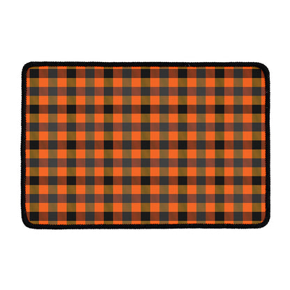 Halloween Orange Buffalo Check Print Kitchen Mat