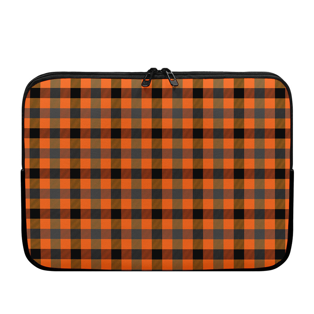 Halloween Orange Buffalo Check Print Laptop Sleeve
