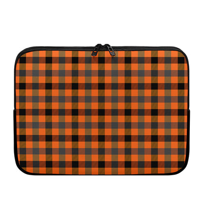 Halloween Orange Buffalo Check Print Laptop Sleeve