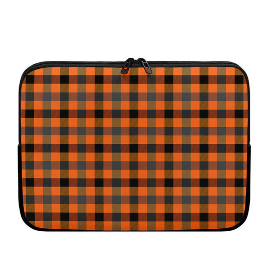 Halloween Orange Buffalo Check Print Laptop Sleeve