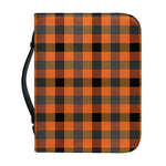 Halloween Orange Buffalo Check Print Leather Bible Cover
