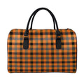 Halloween Orange Buffalo Check Print Leather Duffel Bag