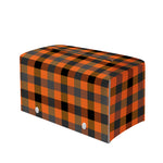 Halloween Orange Buffalo Check Print Leather Tissue Box Cover