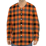 Halloween Orange Buffalo Check Print Long Sleeve Baseball Jersey