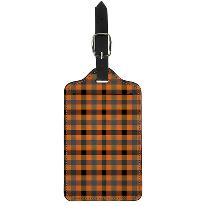 Halloween Orange Buffalo Check Print Luggage Tag