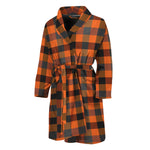 Halloween Orange Buffalo Check Print Men's Bathrobe