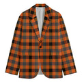 Halloween Orange Buffalo Check Print Men's Blazer