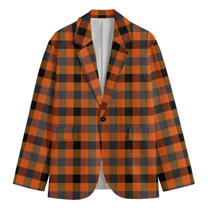 Halloween Orange Buffalo Check Print Men's Blazer