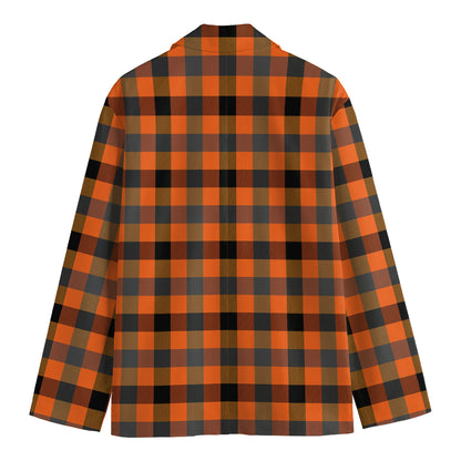 Halloween Orange Buffalo Check Print Men's Blazer