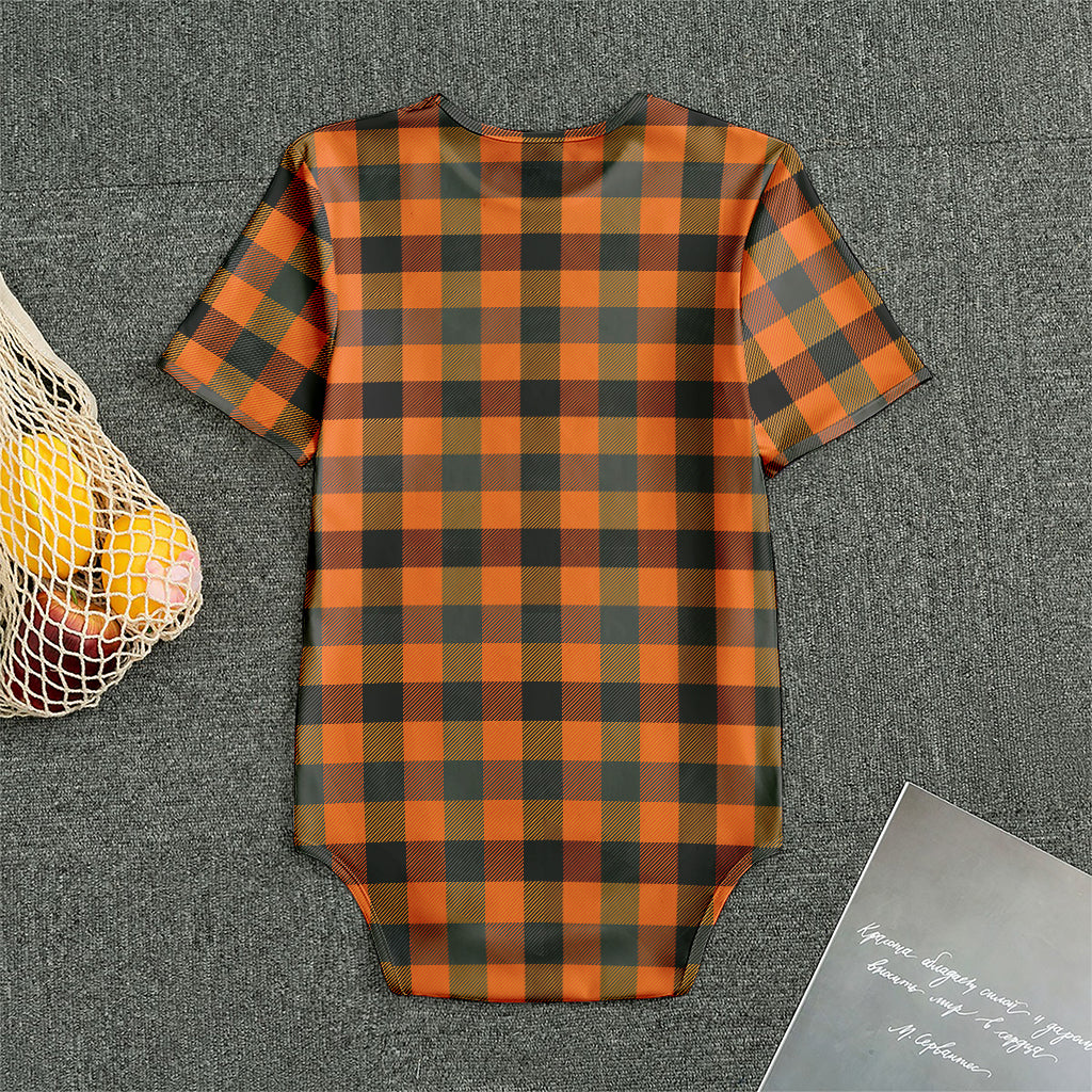 Halloween Orange Buffalo Check Print Men's Bodysuit