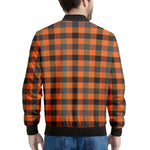 Halloween Orange Buffalo Check Print Men's Bomber Jacket