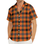 Halloween Orange Buffalo Check Print Men's Deep V-Neck Shirt