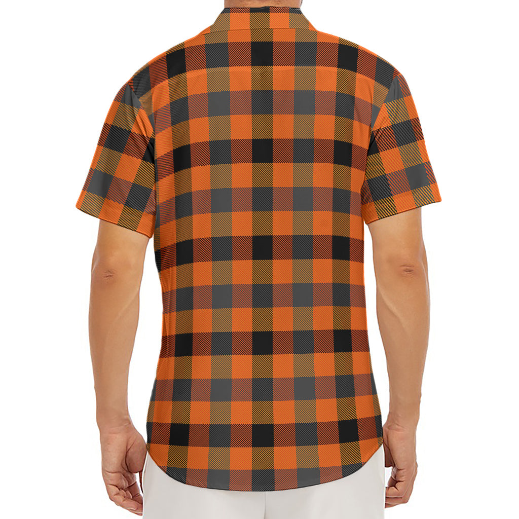 Halloween Orange Buffalo Check Print Men's Deep V-Neck Shirt