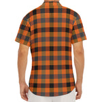 Halloween Orange Buffalo Check Print Men's Deep V-Neck Shirt