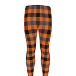 Halloween Orange Buffalo Check Print Men's leggings
