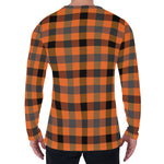 Halloween Orange Buffalo Check Print Men's Long Sleeve T-Shirt