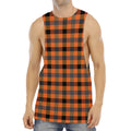Halloween Orange Buffalo Check Print Men's Muscle Tank Top