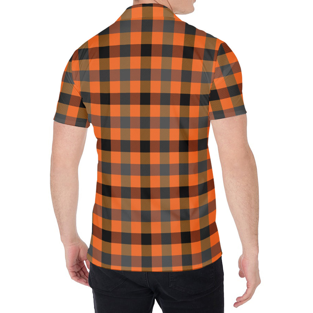 Halloween Orange Buffalo Check Print Men's Shirt
