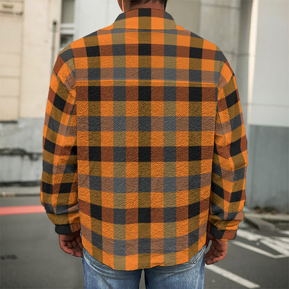 Halloween Orange Buffalo Check Print Men's Shirt Jacket