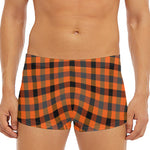 Halloween Orange Buffalo Check Print Men's Short Boxer Briefs