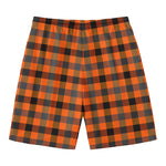Halloween Orange Buffalo Check Print Men's Swim Trunks