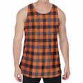 Halloween Orange Buffalo Check Print Men's Velvet Tank Top