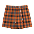 Halloween Orange Buffalo Check Print Mesh Shorts