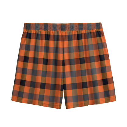 Halloween Orange Buffalo Check Print Mesh Shorts