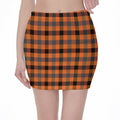 Halloween Orange Buffalo Check Print Pencil Mini Skirt