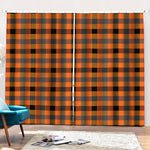 Halloween Orange Buffalo Check Print Pencil Pleat Curtains