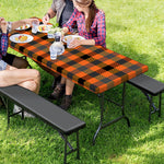 Halloween Orange Buffalo Check Print Picnic Table Cover