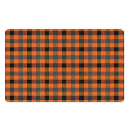 Halloween Orange Buffalo Check Print Polyester Doormat