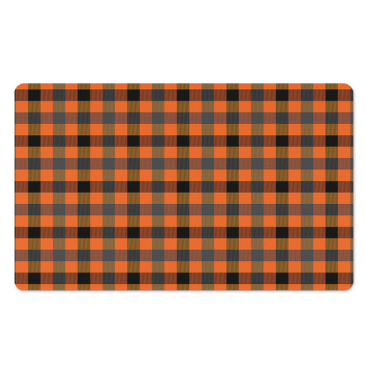 Halloween Orange Buffalo Check Print Polyester Doormat