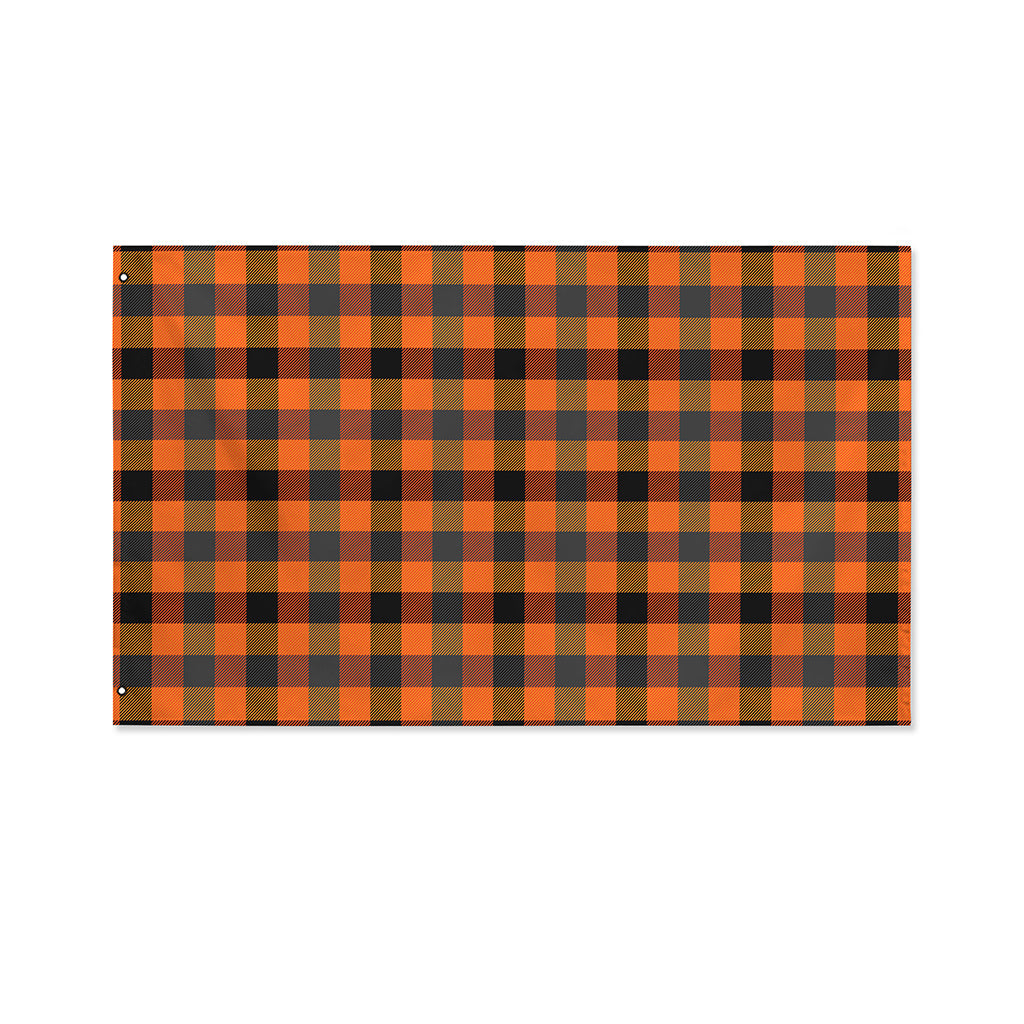 Halloween Orange Buffalo Check Print Polyester Flag
