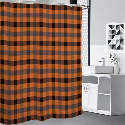 Halloween Orange Buffalo Check Print Premium Shower Curtain