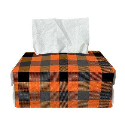 Halloween Orange Buffalo Check Print Rectangle Tissue Box Cover