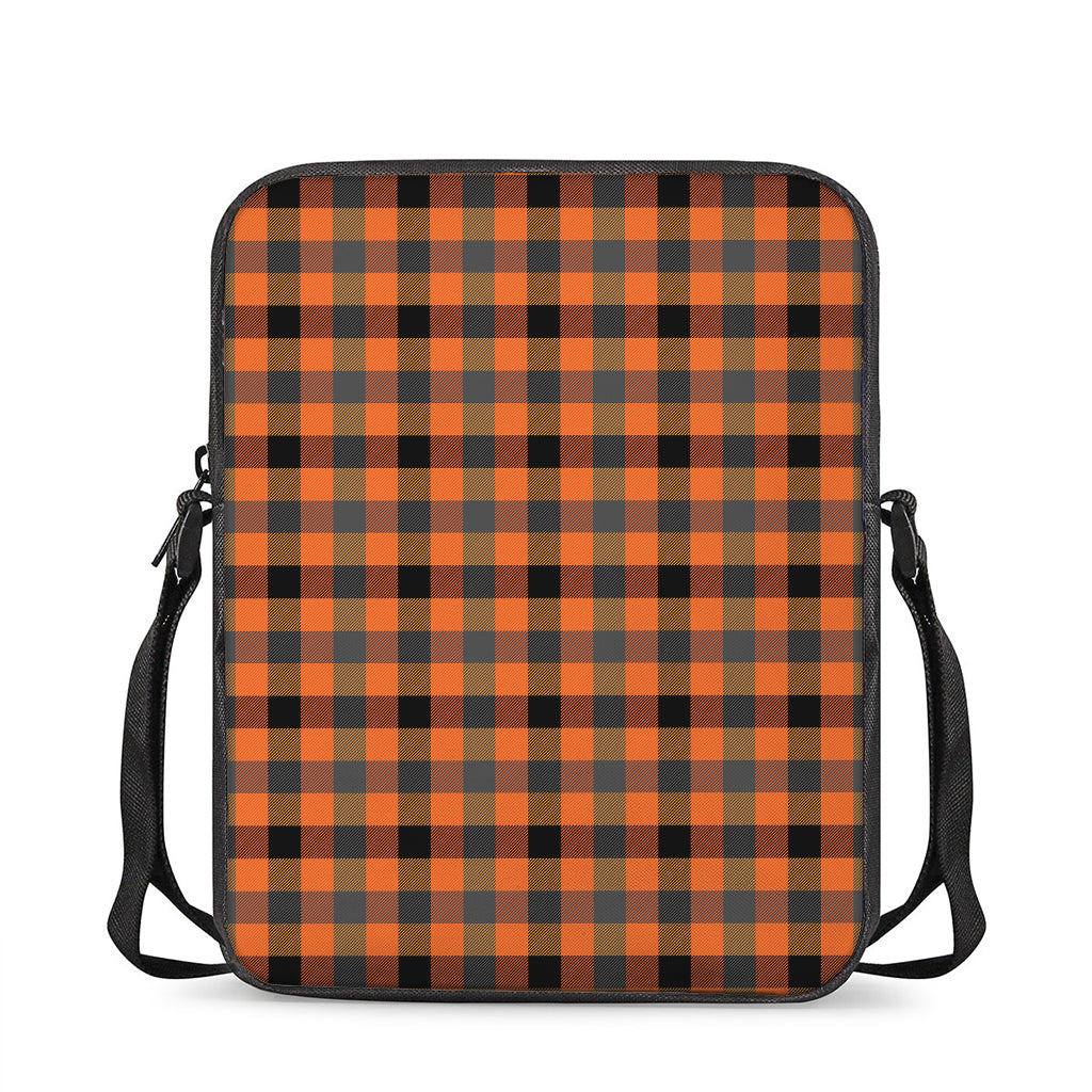 Halloween Orange Buffalo Check Print Rectangular Crossbody Bag