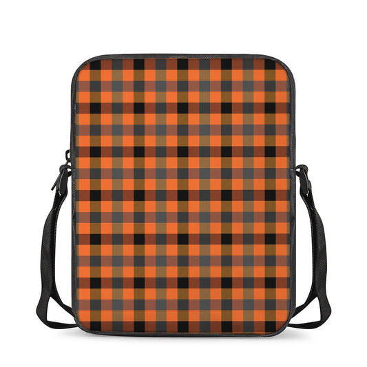 Halloween Orange Buffalo Check Print Rectangular Crossbody Bag