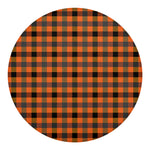 Halloween Orange Buffalo Check Print Round Blanket