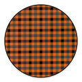 Halloween Orange Buffalo Check Print Round Floor Mat