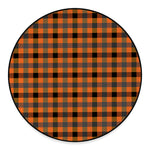Halloween Orange Buffalo Check Print Round Floor Mat